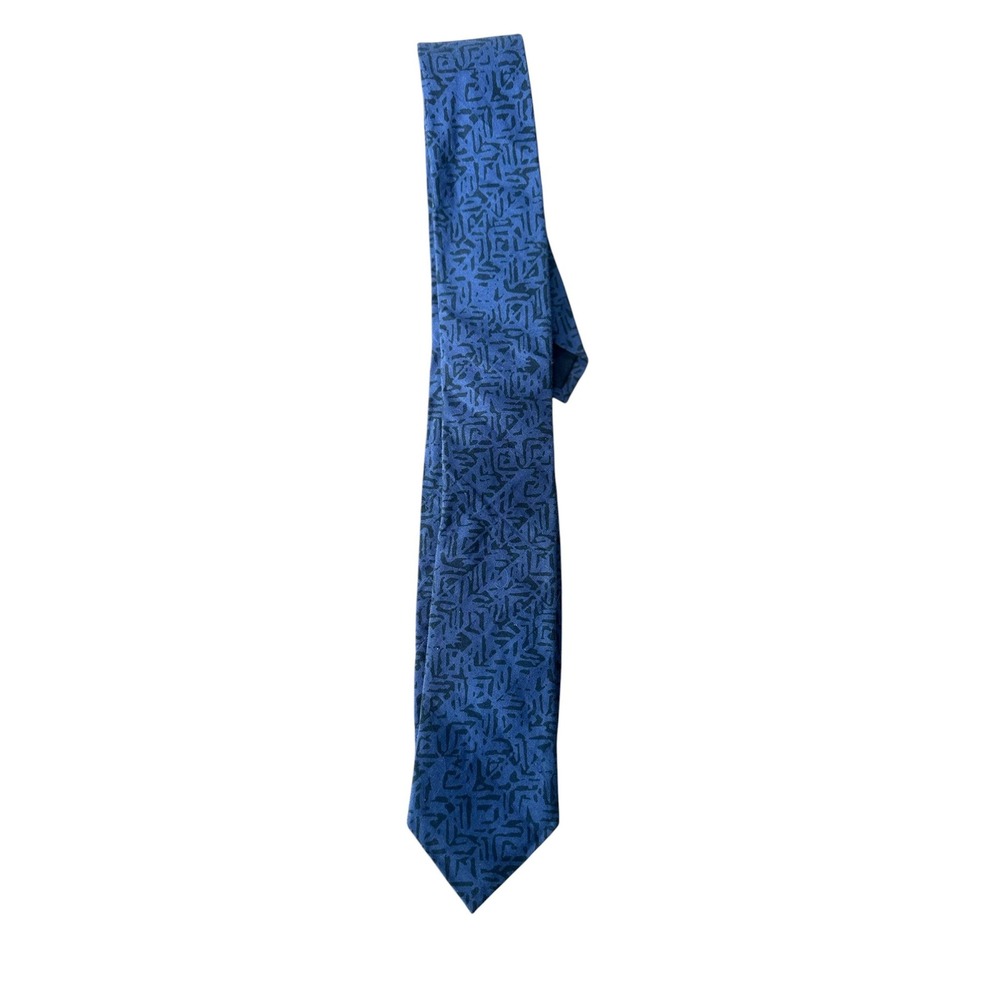 J.Crew Necktie Mens Blue Abstract Cotton Office Handmade Preppy Ivy League USA